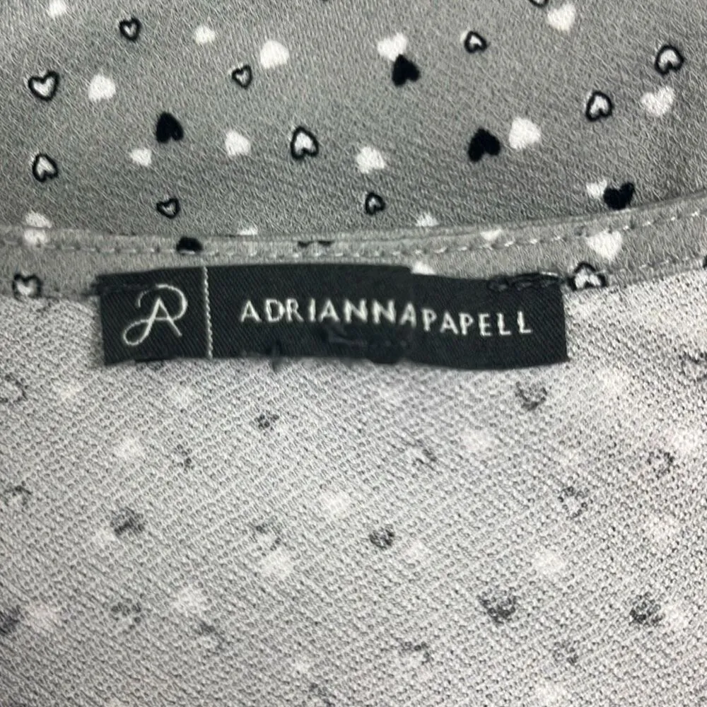 Adrianna Papell 2X Gray Black Heart Print Blouse Flowy Long Sleeve Loose Fit - Image 7