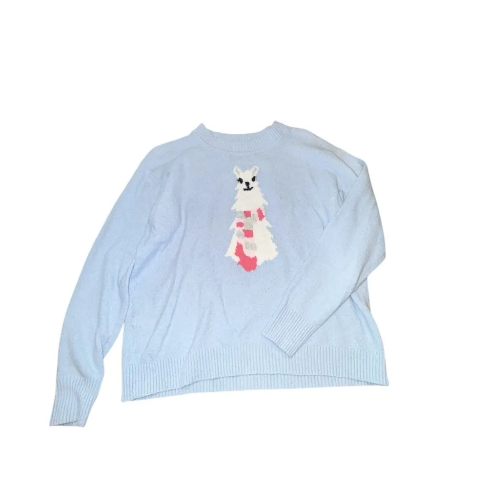 Loft Blue Sweater with Llama Design - Image 3
