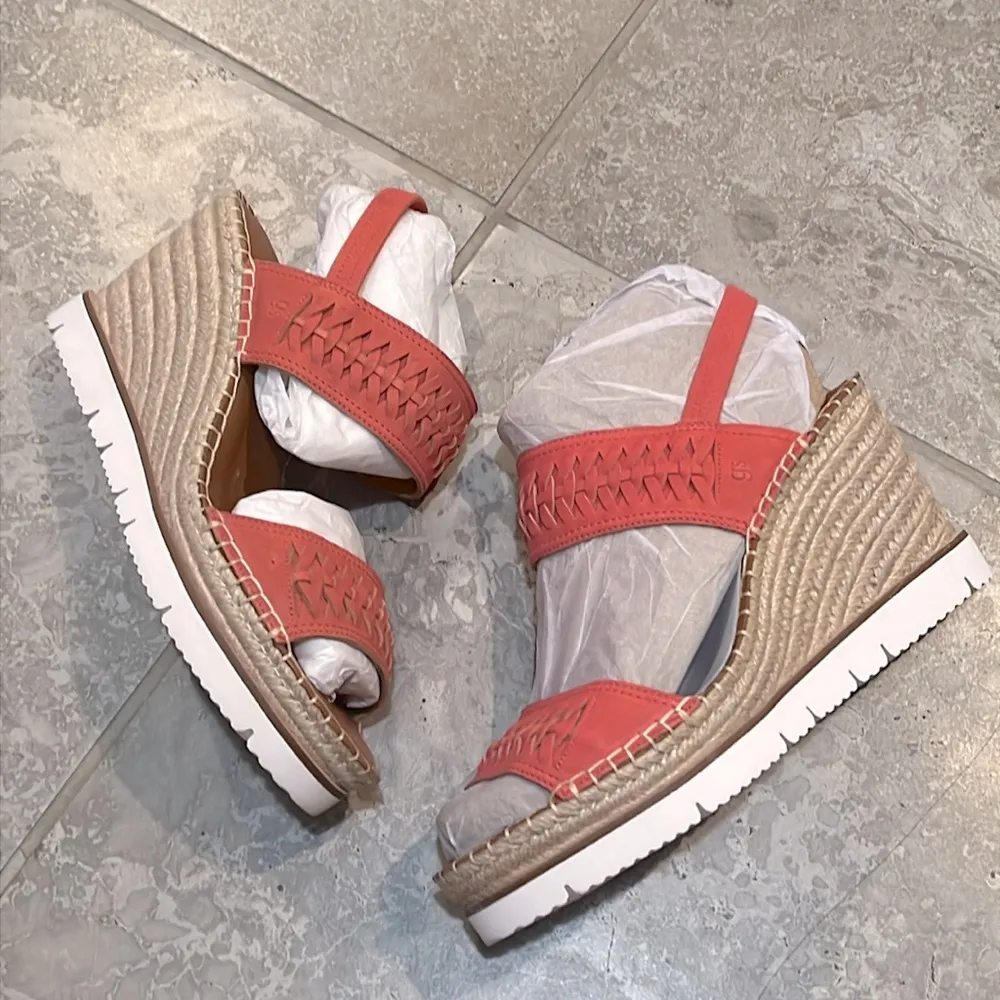 Gentle Souls Elyssa Two-Band Braided Wedge Sandals in Coral, Size 11 NEW $229 - Image 5