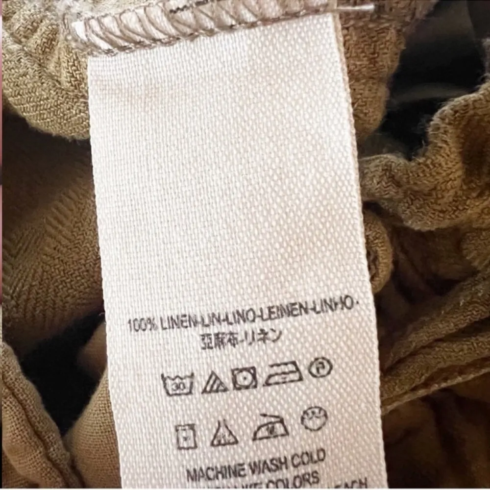 Free People Paperbag Pants Straight Leg Linen Cuffed Leg Tie Belt Size Small - Image 8