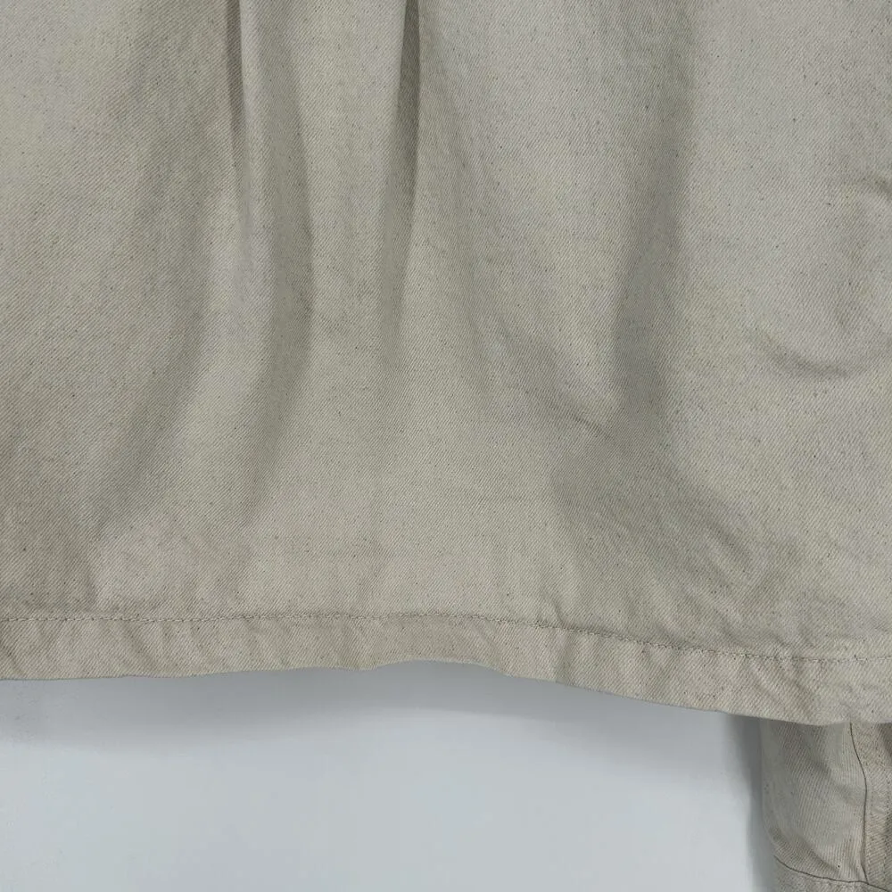 Bershka Cropped Canvas Jacket Cream Beige Button Front Puff Sleeves Size M - Image 9