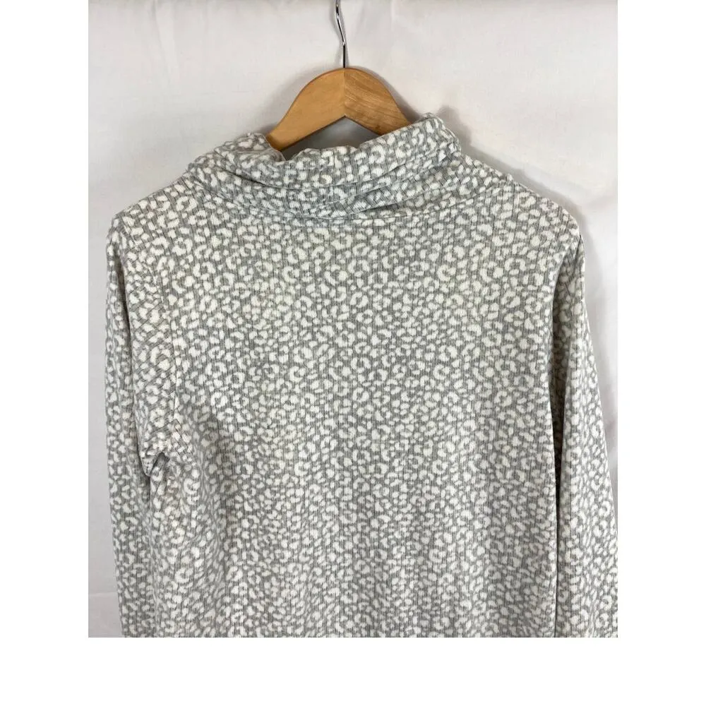 Rene Rofe Sleepwear Leopard Print Cowl Neck Sweatshirt Size Medium Gray - Image 5