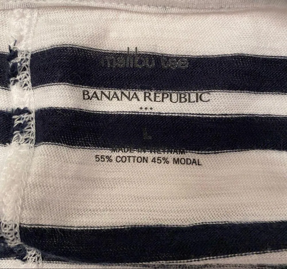 Banana Republic|| White/navy striped scoop neck shirt sleeve top - Image 4