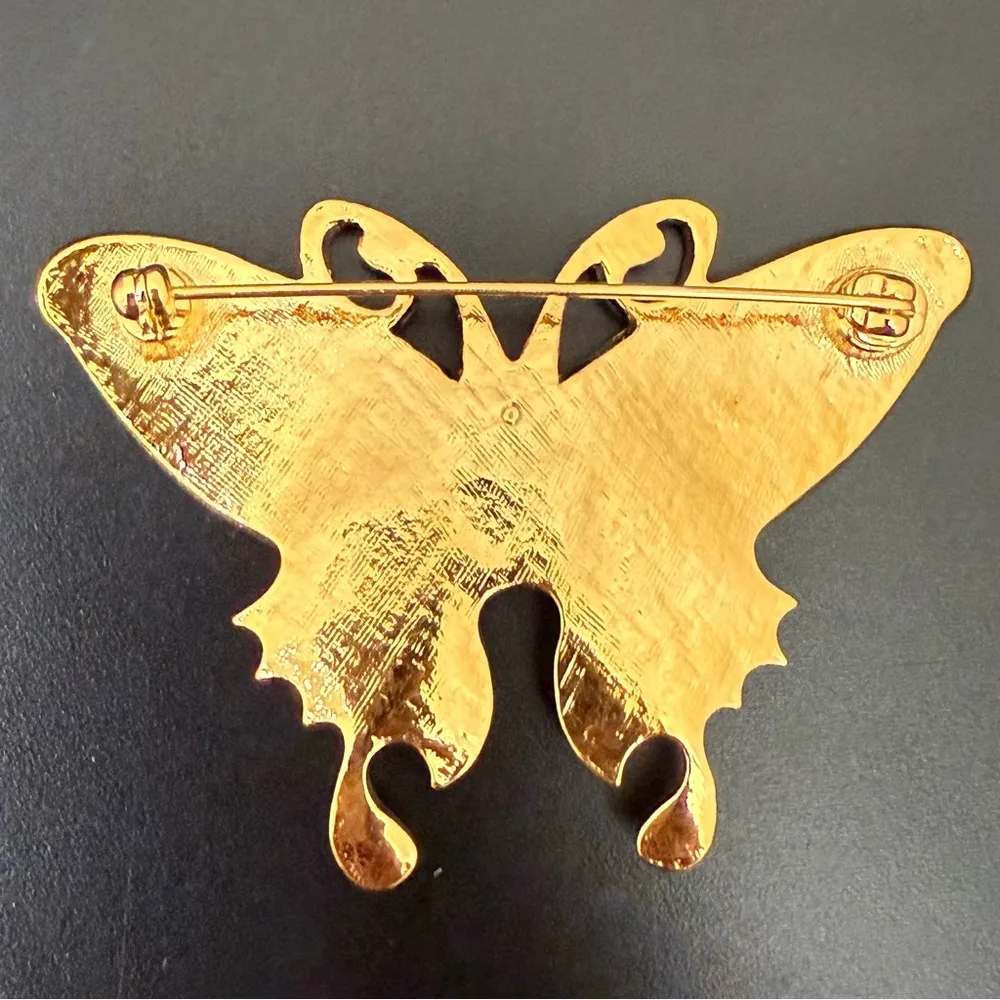 Vintage AVON Pastel Enamel Opal Jelly Belly Butterfly Brooch 21g. Pink - Image 8