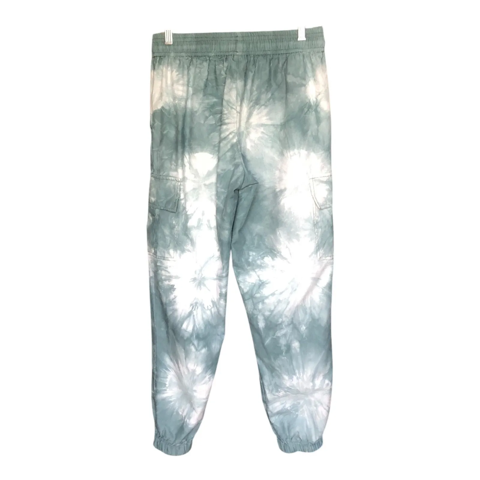 Promesa Tie Dye Cargo Jogger Pants Teal White Drawstring Women's Size Small - Image 4