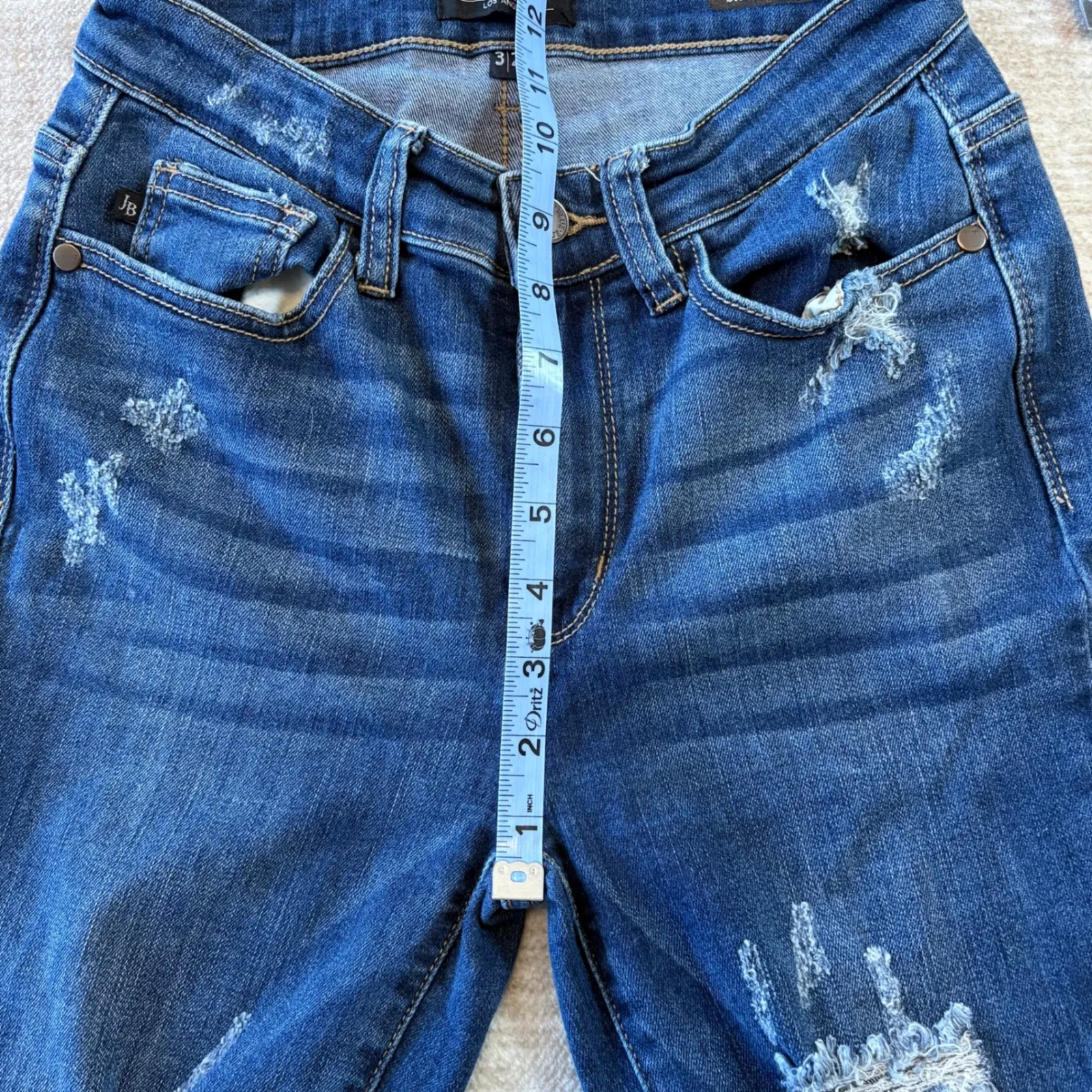 Judy Blue‎ Jeans Distressed Frayed Hem Skinny Dark Wash Denim Size 3/26 - Image 8