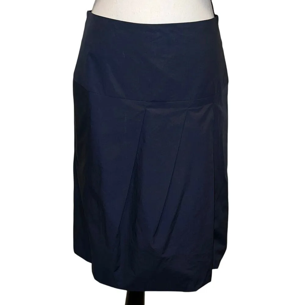 Pauw Amsterdam Cotton Navy Blue Knee Length Bubble Hem Wrap Skirt Size 0 (XS) - Image 3