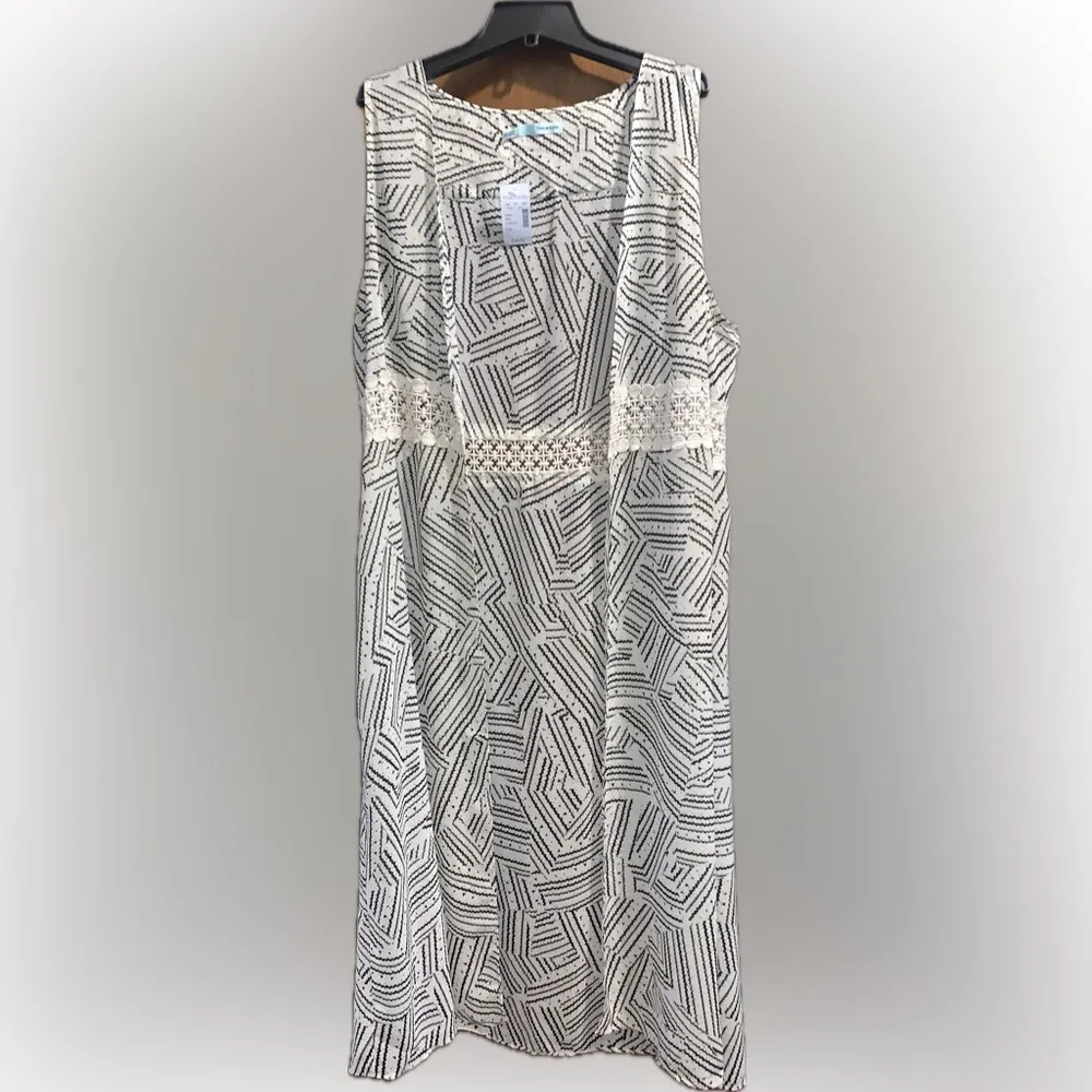 Maurices Sheer Geometric Sleeveless Duster Vest Swim Cover Shrug Lace Trim L/XL - Image 5