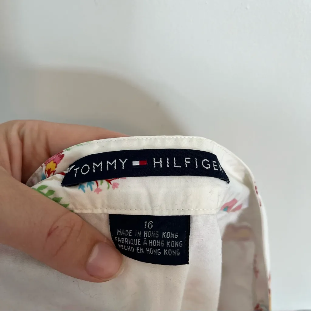 Y2K Tommy Hilfiger white colorful paisley floral mini skirt ruffle size 16 - Image 2