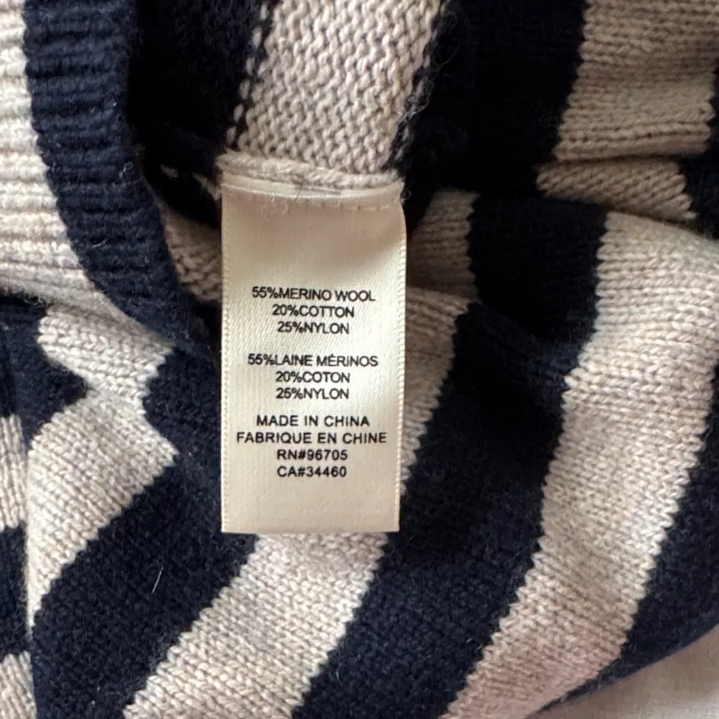 Rebecca Taylor Striped Turtleneck Sweater - Navy and Creamy Light Gray - Image 8
