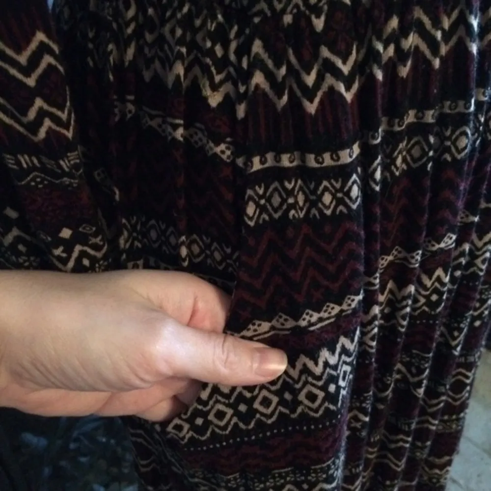Dark Purple Black Tribal Batik Print Skater Dress Size M - Image 2