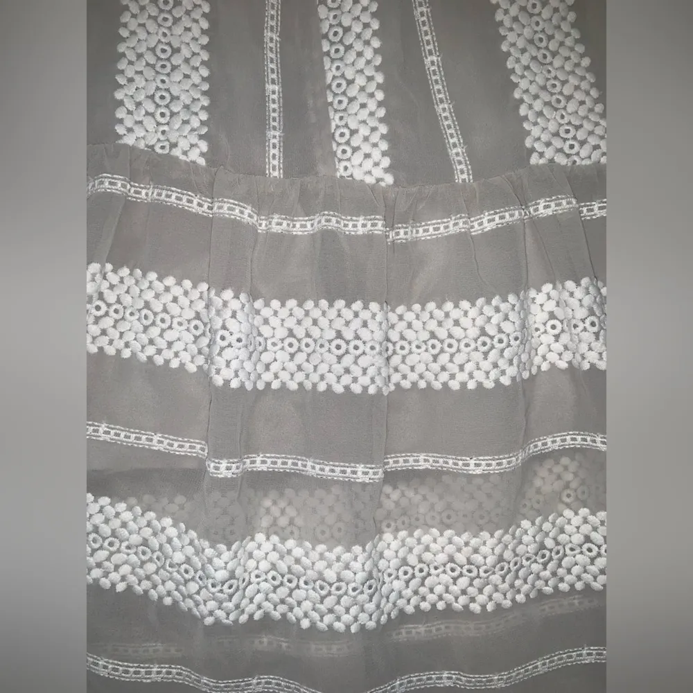 Gianni Bini Eryn Crochet Stripe Midi Dress XS Gray and White 120$ spring boho - Image 3