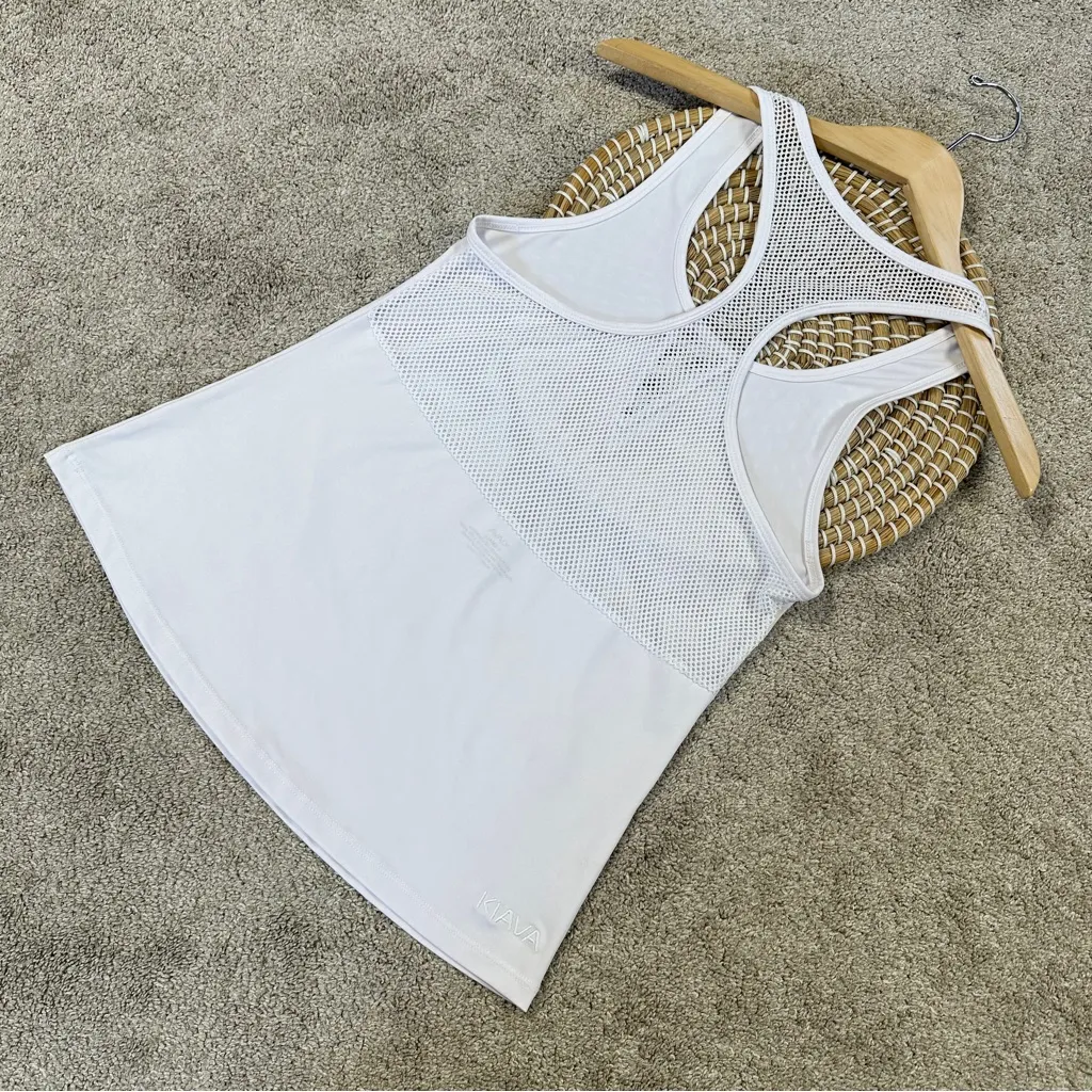 KIAVA Women’s Mesh Tank Top Sleeveless Racerback Workout in White XS - Image 6