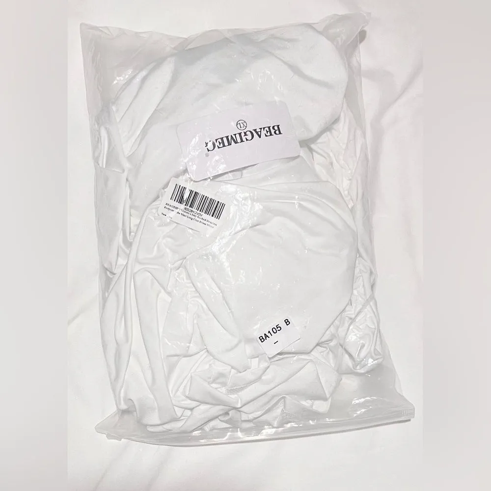 Women's Sexy Ruched pure white  Bodycon  casual fresh Tube Maxi Dress XL. - Image 8