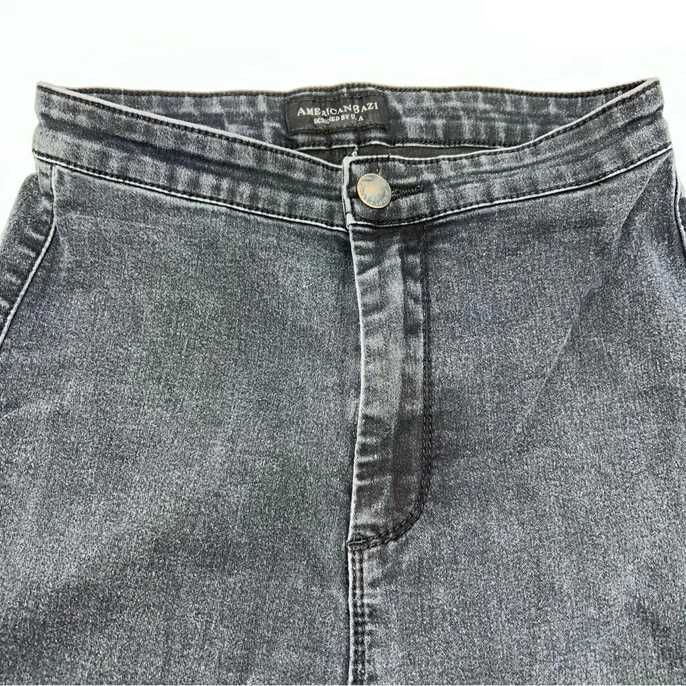 American Bazi Women/Juniors Black Skinny Distressed Jeans w/Excellent Stretch-7 - Image 8