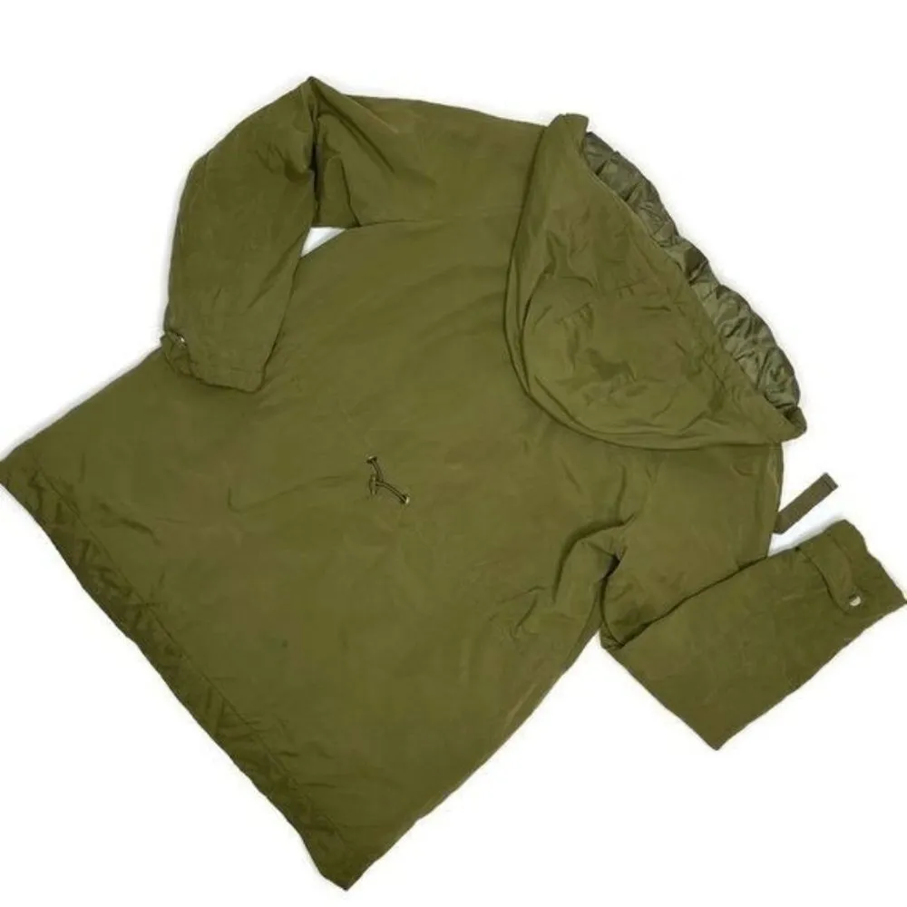 Zara basic long sleeve hooded utility jacket army green full zip coat medium - Image 2