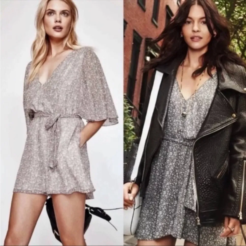 Rebecca Minkoff Steph Slate Gray Floral Romper - Image 6