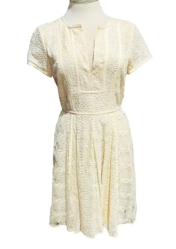 BCBG MaxAzaria Kirsten Rose Whisper Dress Ivory Size 6 - Image 2