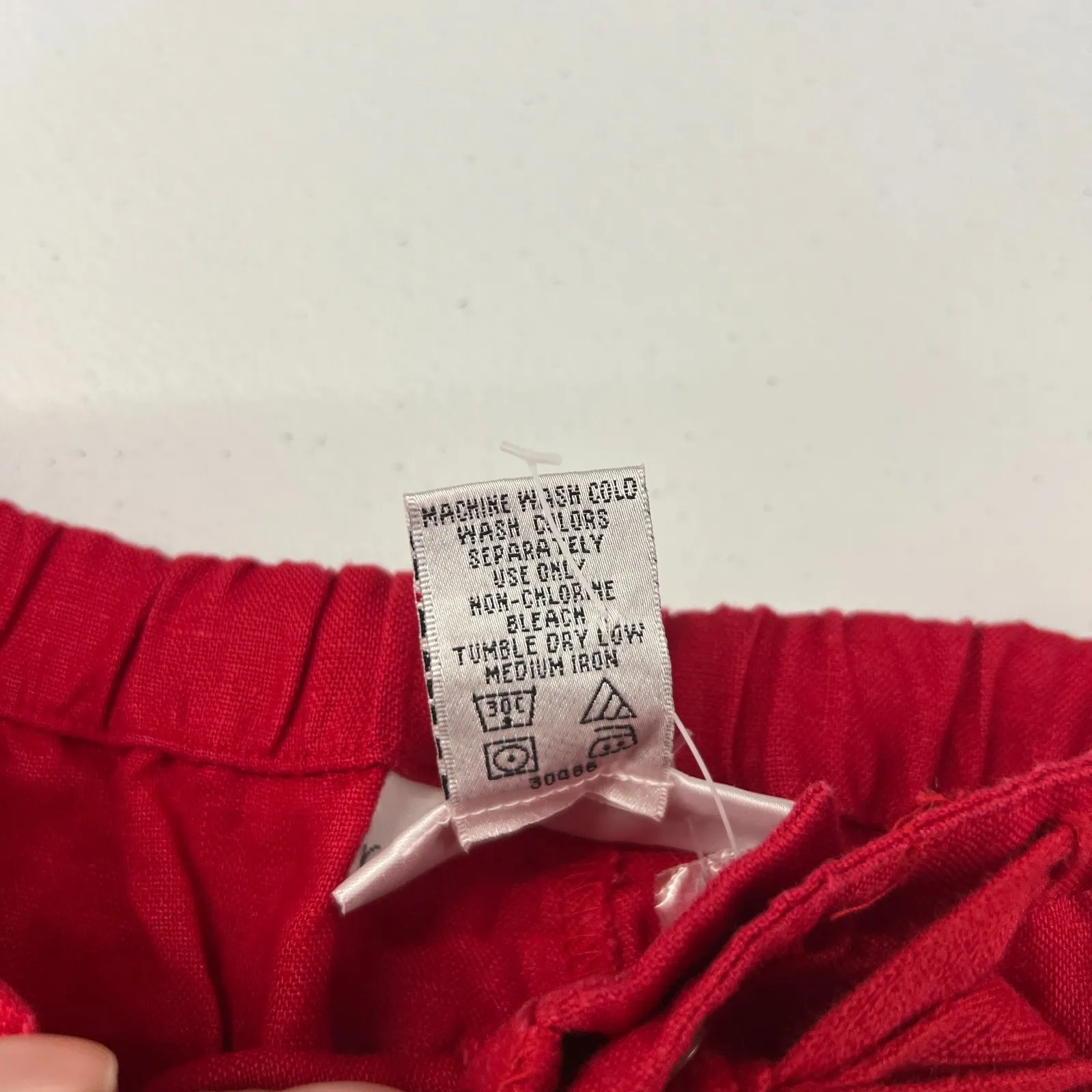 Real Comfort by Chadwick's Wide Leg Pant Womens 8 Red Linen High Rise Drawstring - Image 10