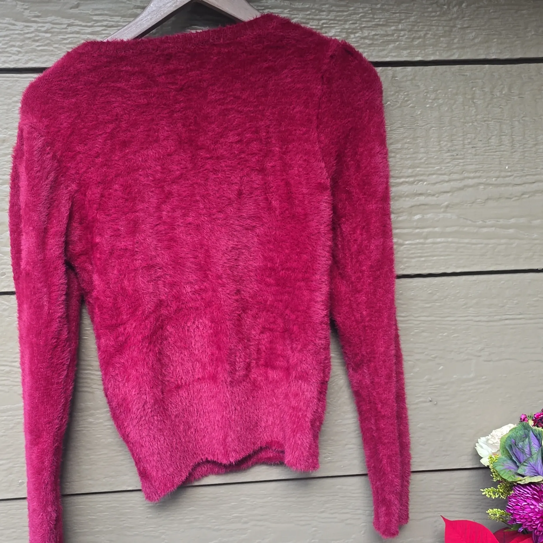 Astr The Label Red Red Fuzzy Super Soft Puff Sleeve Sweater M - Image 7