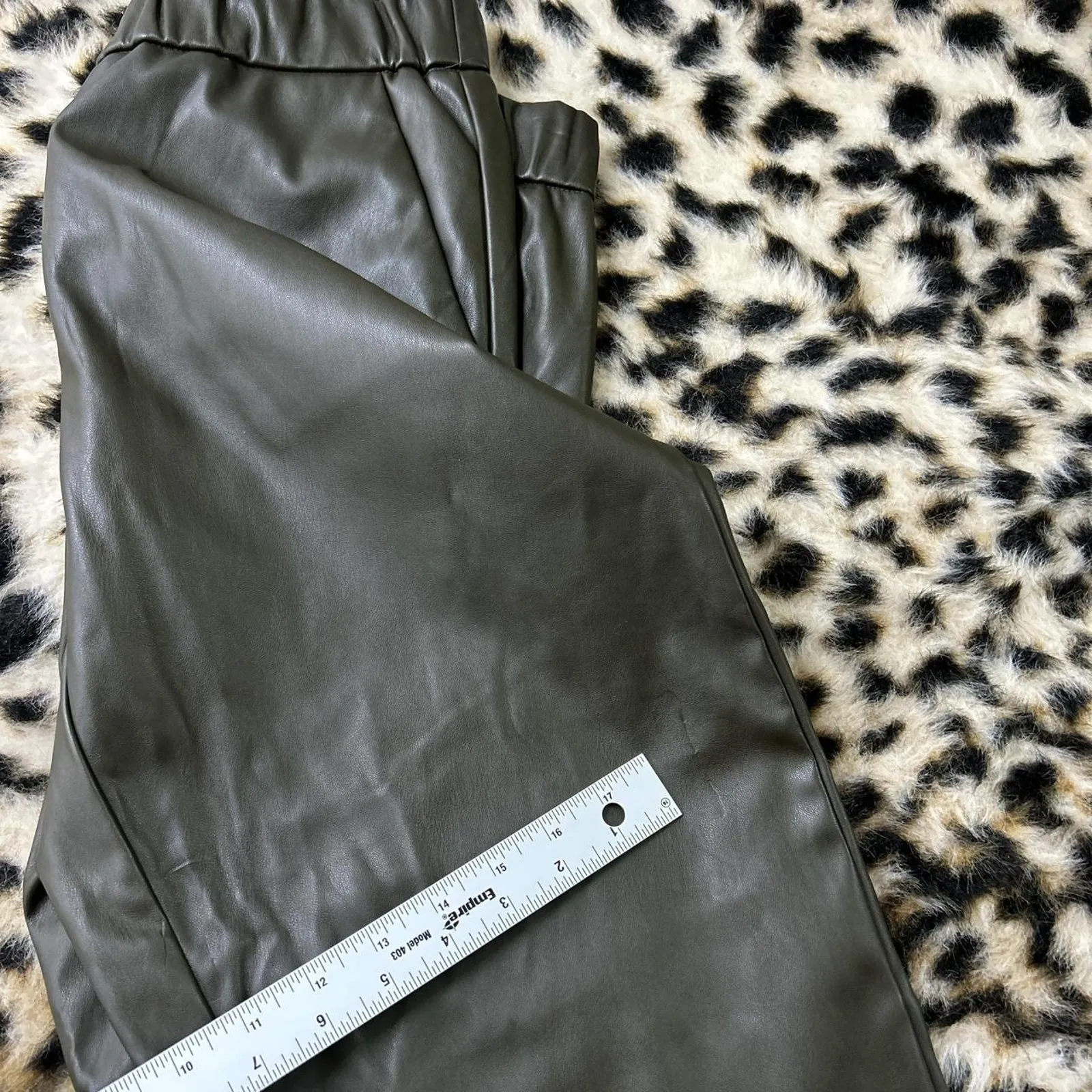 A New Day Olive Green Vegan Faux Leather Pants M - Image 8