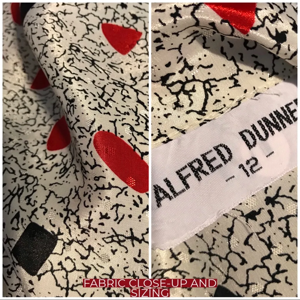 VINTAGE 1980'S ALFRED DUNNER WHITE, RED & BLACK BLOUSE W/GEOMETRIC PRINT (12) - Image 7