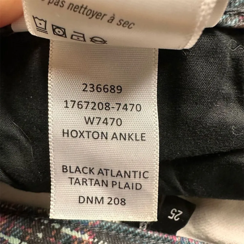 PAIGE Women's Hoxton Ankle Skinny Jeans Size 25 Black Atlantic Tartan Plaid - Image 9