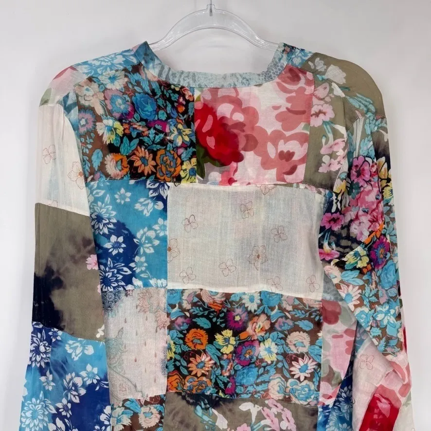 Magazine Popover Top Womens Large Cotton Patchwork Country Boho Cottagecore - Image 8