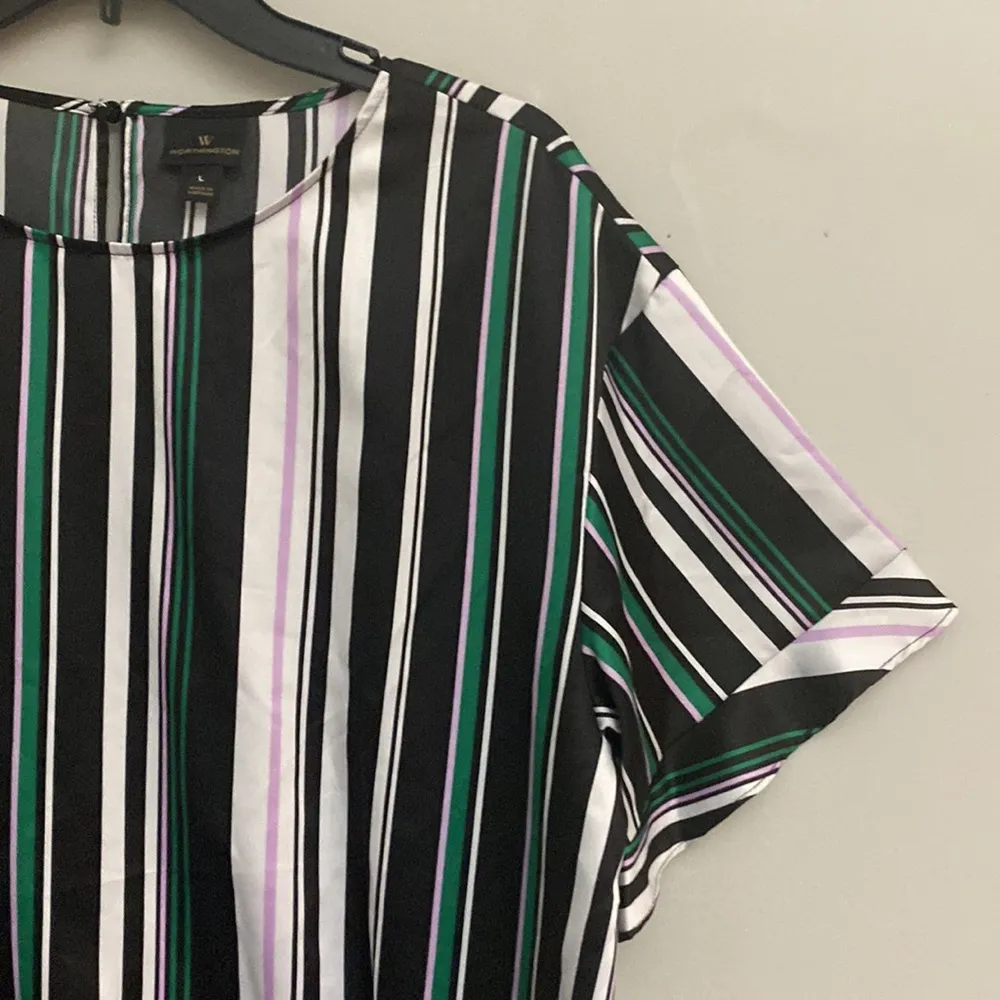 Worthington womens striped front bow top size L - Image 4