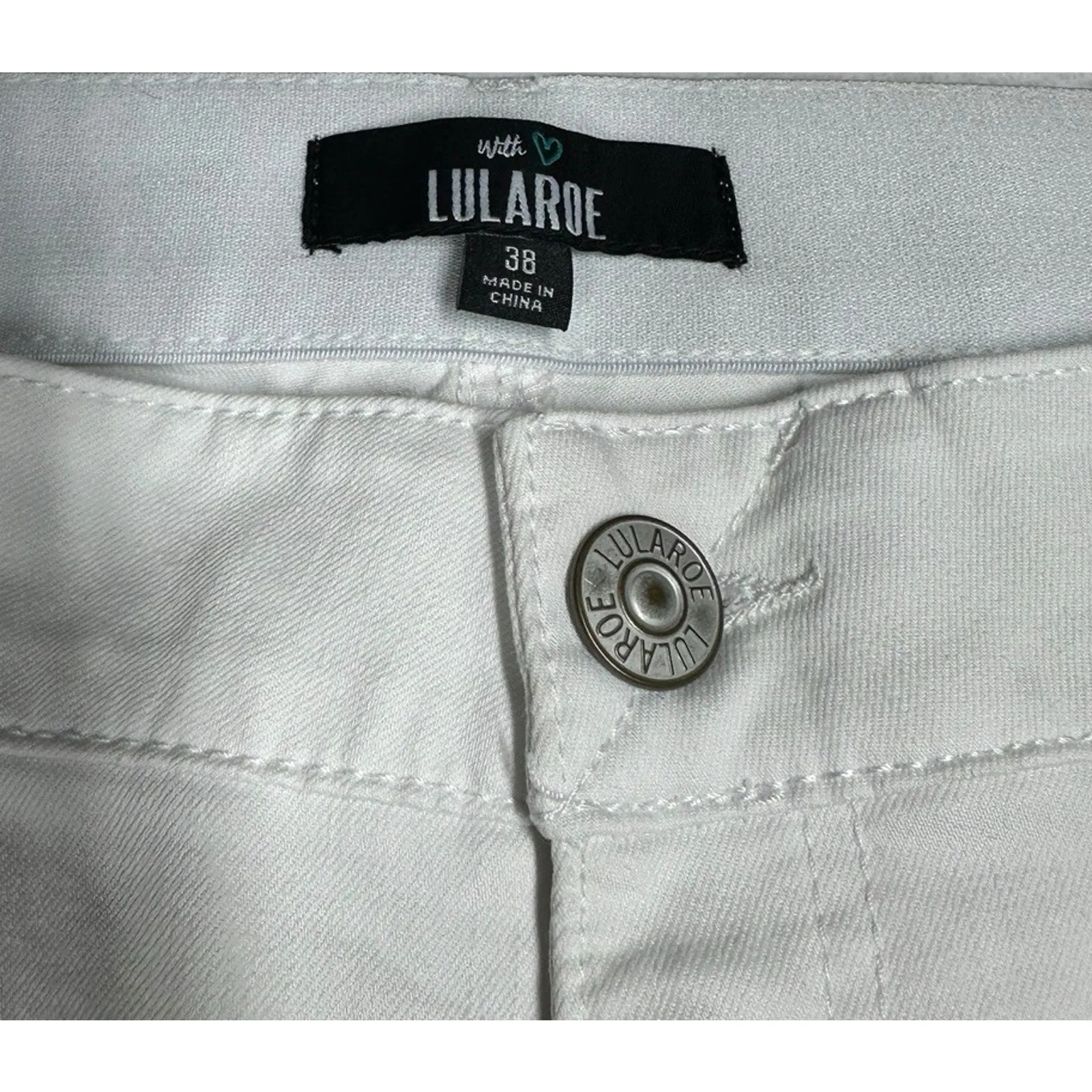 Lularoe White Denim Distressed Skinny Jeans Womens Size 38 Simply Comfortable - Image 5