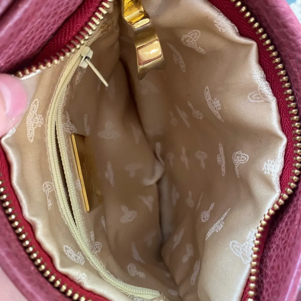 Authentic Vivienne Westwood leopard canvas leather crossbody bag pink gold - Image 4