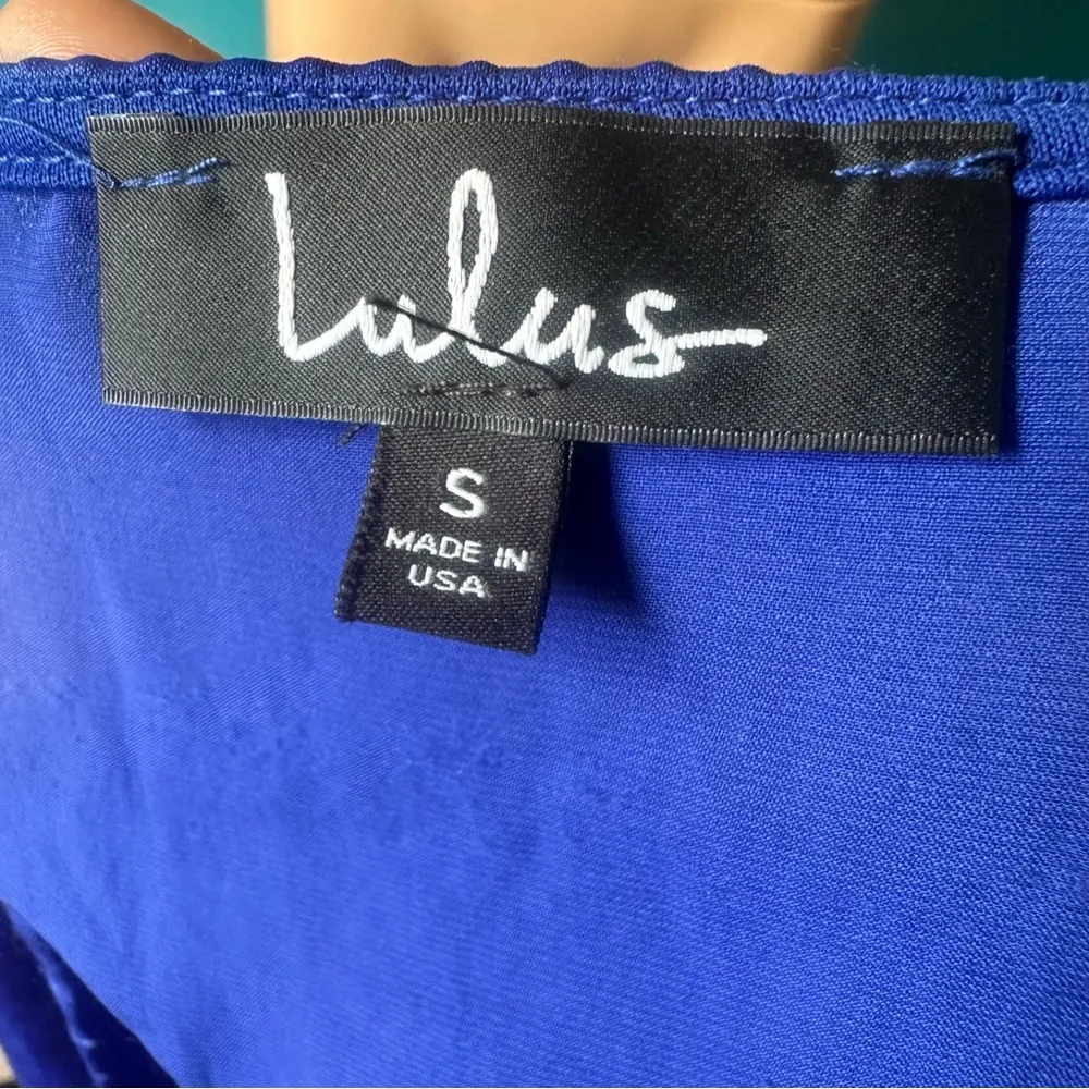 Lulus Acadiana Royal Blue Satin Long Sleeve Maxi Dress Small - Image 12