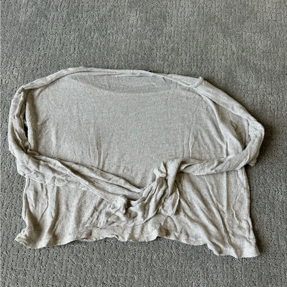 Brandy Melville Knit Oversized Oatmeal Long Sleeve Sweater Top with Pocket - Image 6