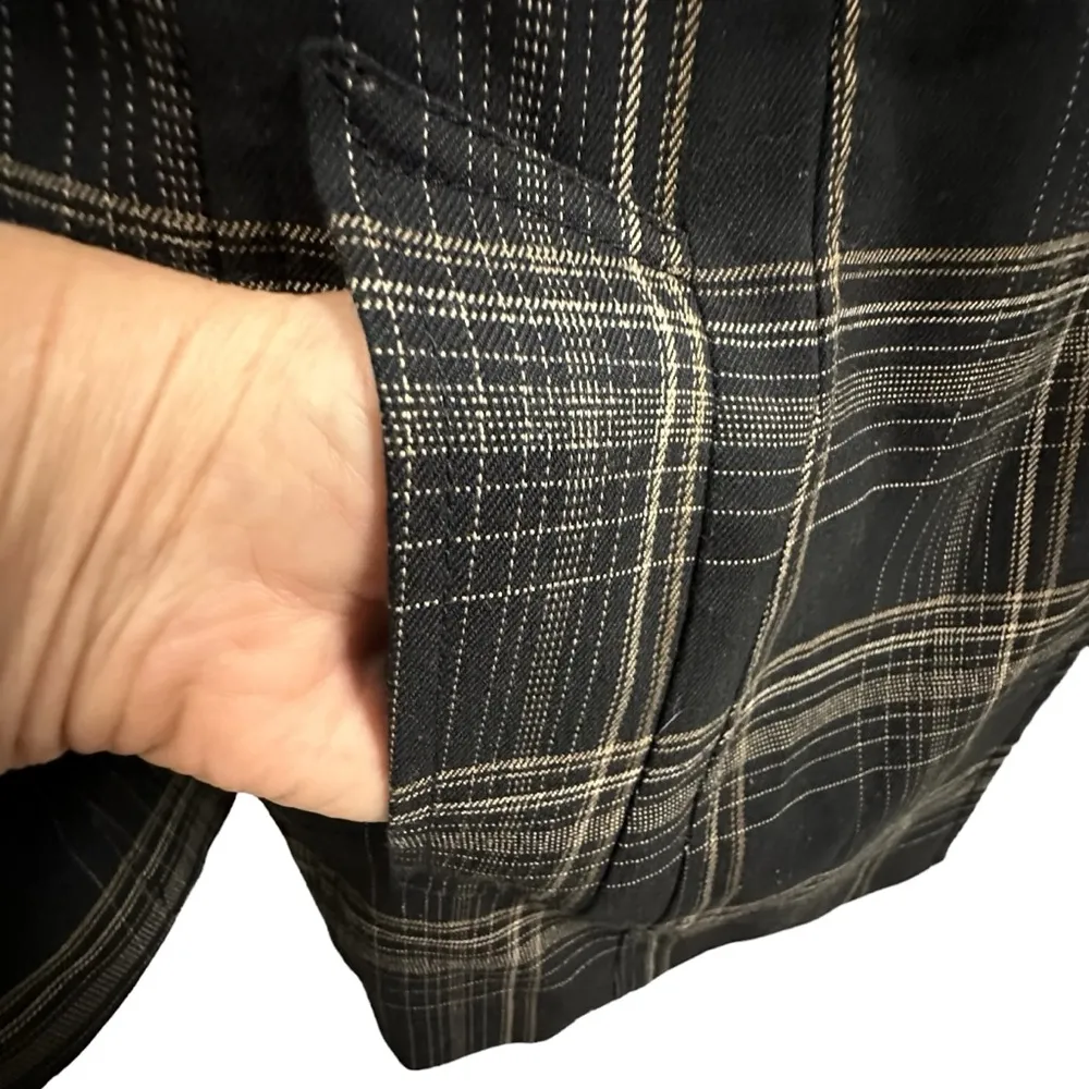 Nine West Black and Tan Plaid Peacoat Jacket Coat with Belt Loops Womens 14 - Image 9