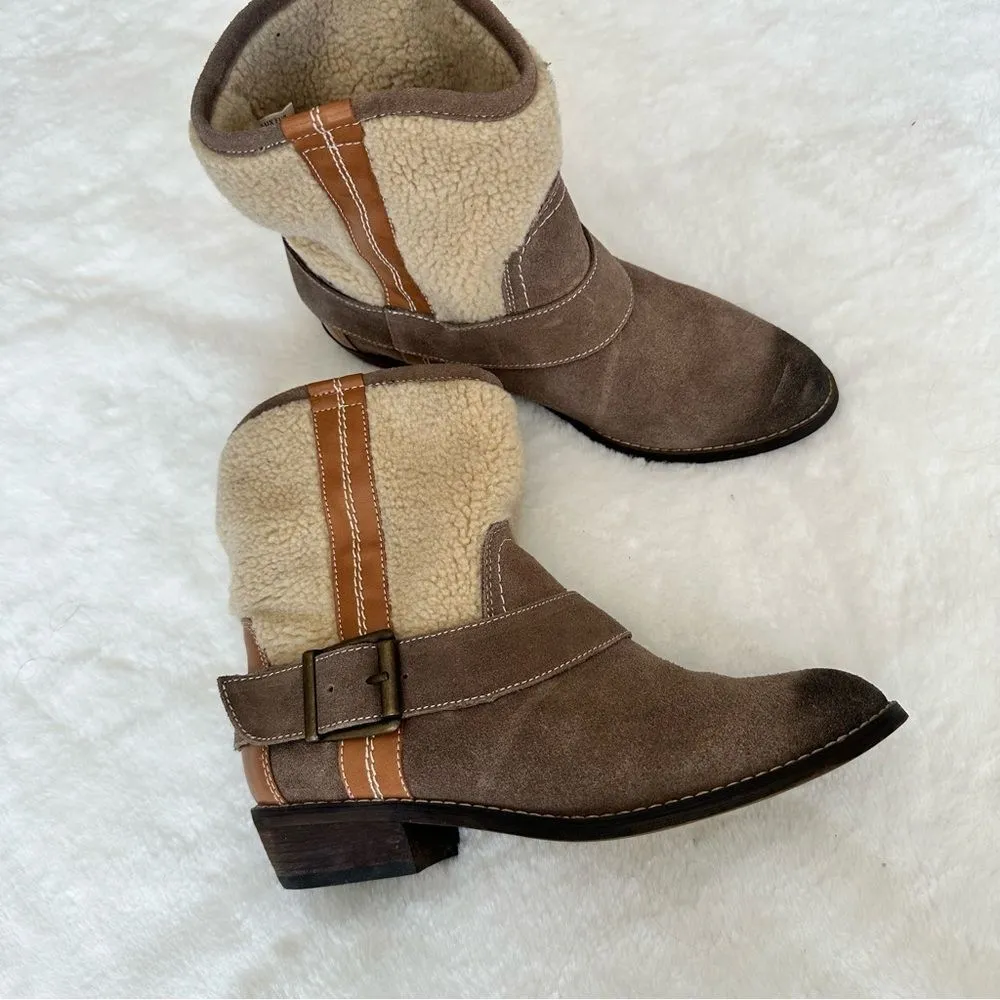 Kelsi Dagger Leather Sherpa Booties Size 8 - Image 3