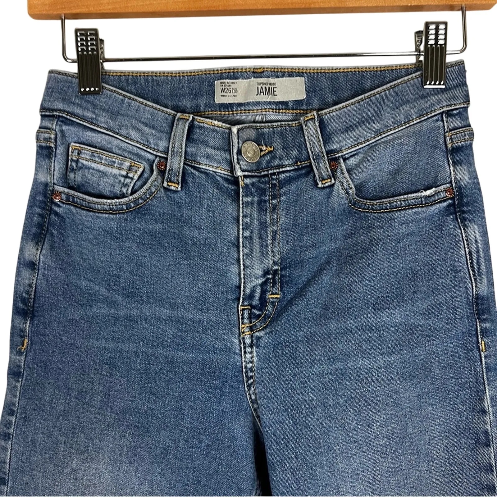 Topshop Jamie Skinny Jeans Womens 25 Distressed Medium Wash Stretch High Rise - Image 3