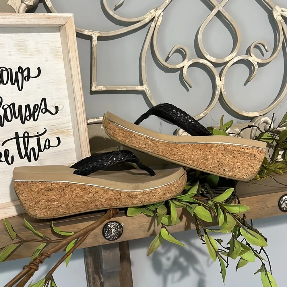 Volatile Wedges Sandals Black Braided Womens 8 - Image 4