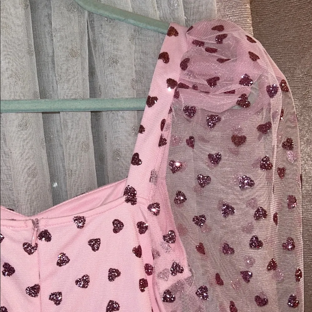 NWT Luxe Wave Size S Pink Heart Patterned Dress - Image 11