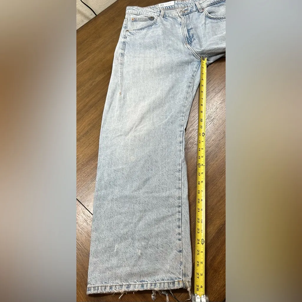Zara Women’s Size 10 High Rise Tall Baggy Wide Leg Distressed Retro Jeans - Image 4