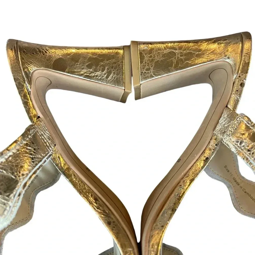 Dolce vita ILVA heels distressed gold leather women’s 11 slip on strap holiday - Image 10