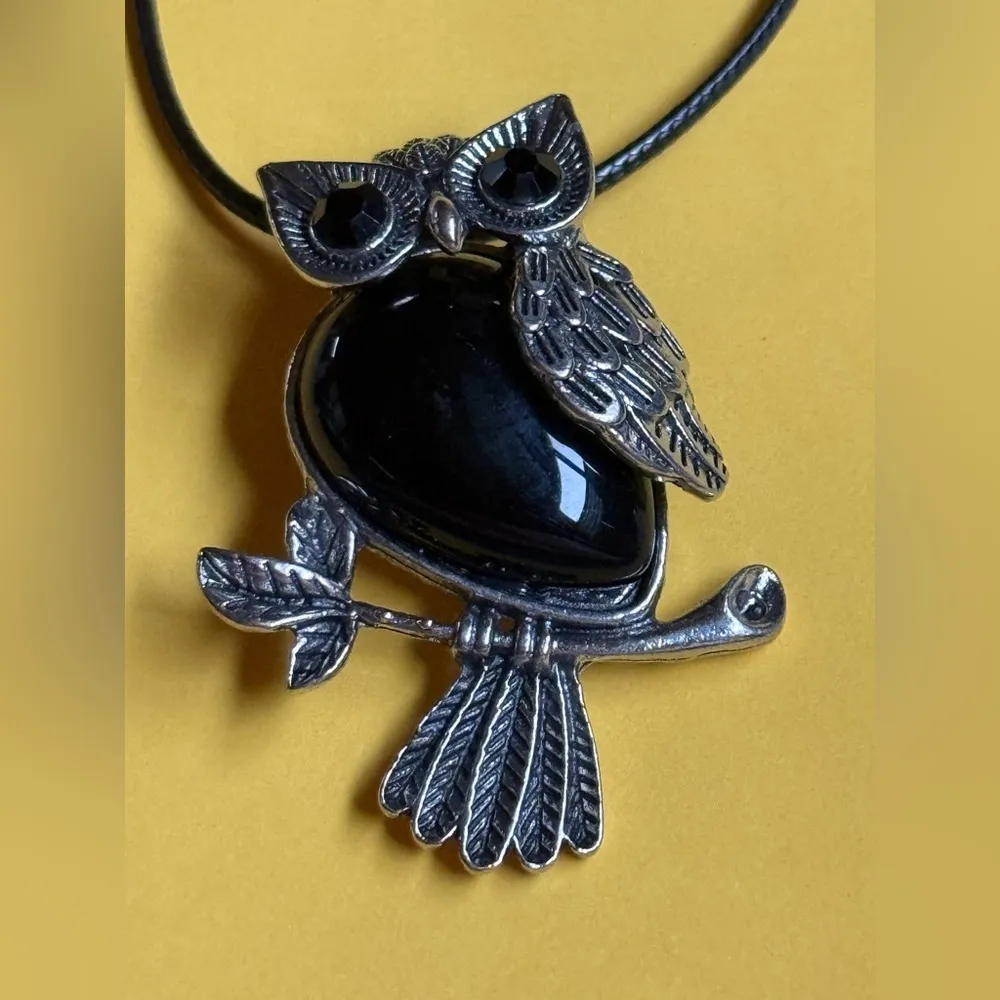 Men's Black Leather Necklace - Image 2