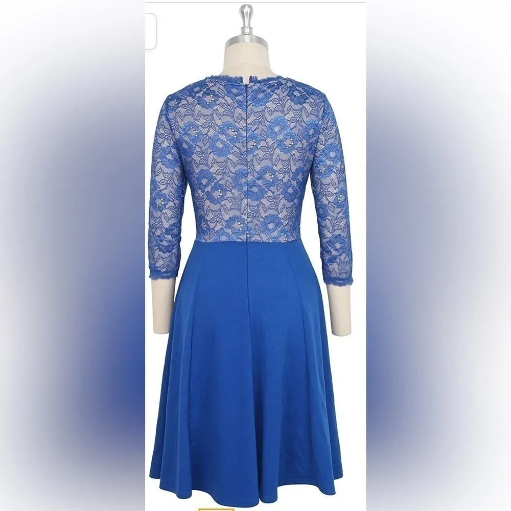 Aamikast Royal Blue Lace Long Sleeve A - Image 2