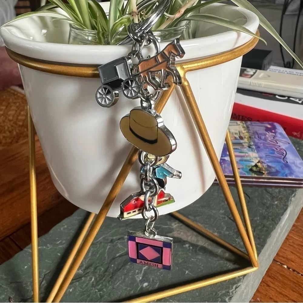 Keychain Silvertone Amish Country Charms 4” Long NWOT - Image 3