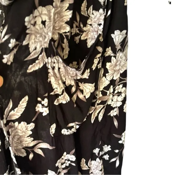 Spiritual Gangster Maya Kimono Floral Black Pockets‎ Tie OS Duster Swim Cover - Image 9