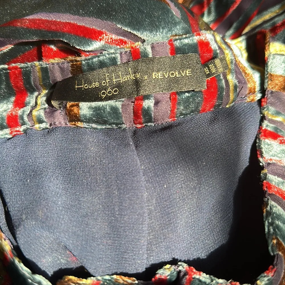 House of Harlow 1960 x Revolve Mona Pants Haze Velvet Multicolor Stripe Wide Leg Size XXS - Image 10