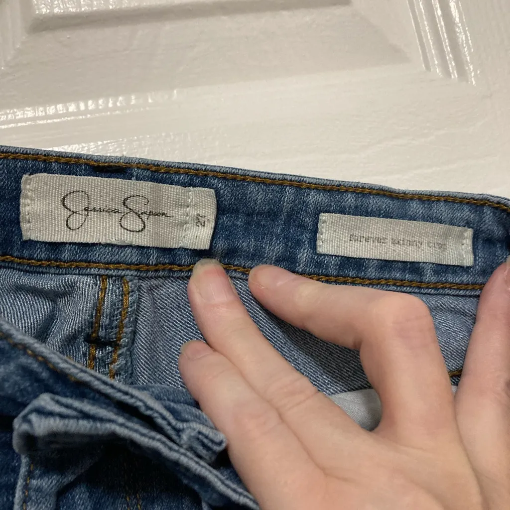 Jessica Simpson Light Wash Forever Skinny Crop Cuffed Denim Jeans - Image 3