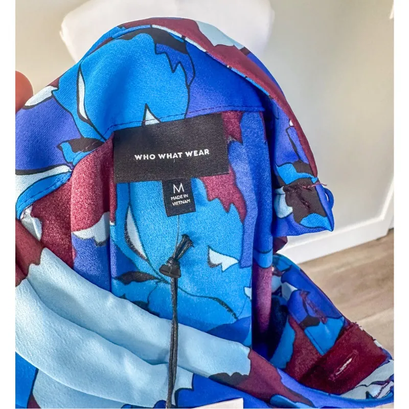 Who What Wear Blue Floral Dress with Long Sleeves - Image 6