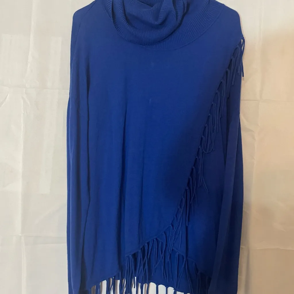 Michael Kors Turtleneck Blue Fringe sweater - Image 7