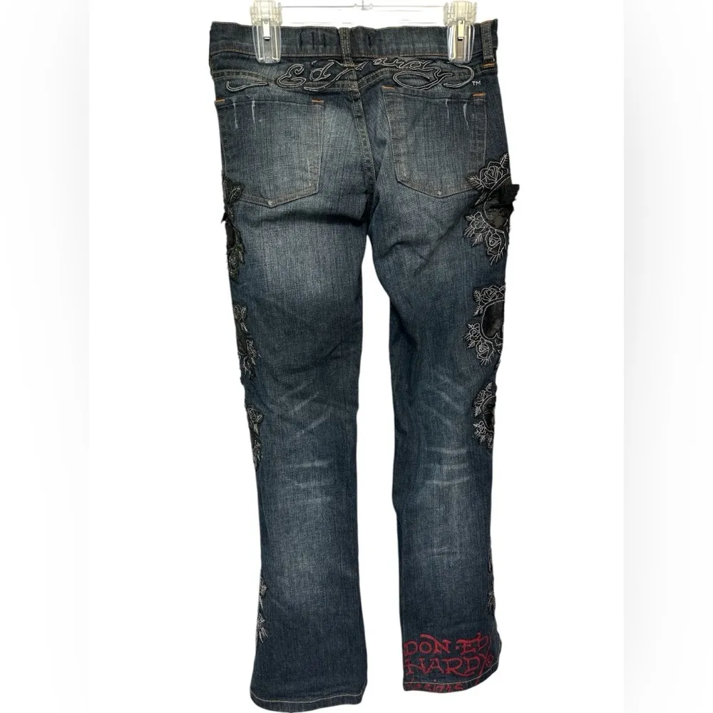 Vintage Ed Hardy skull embellished jeans - Image 4