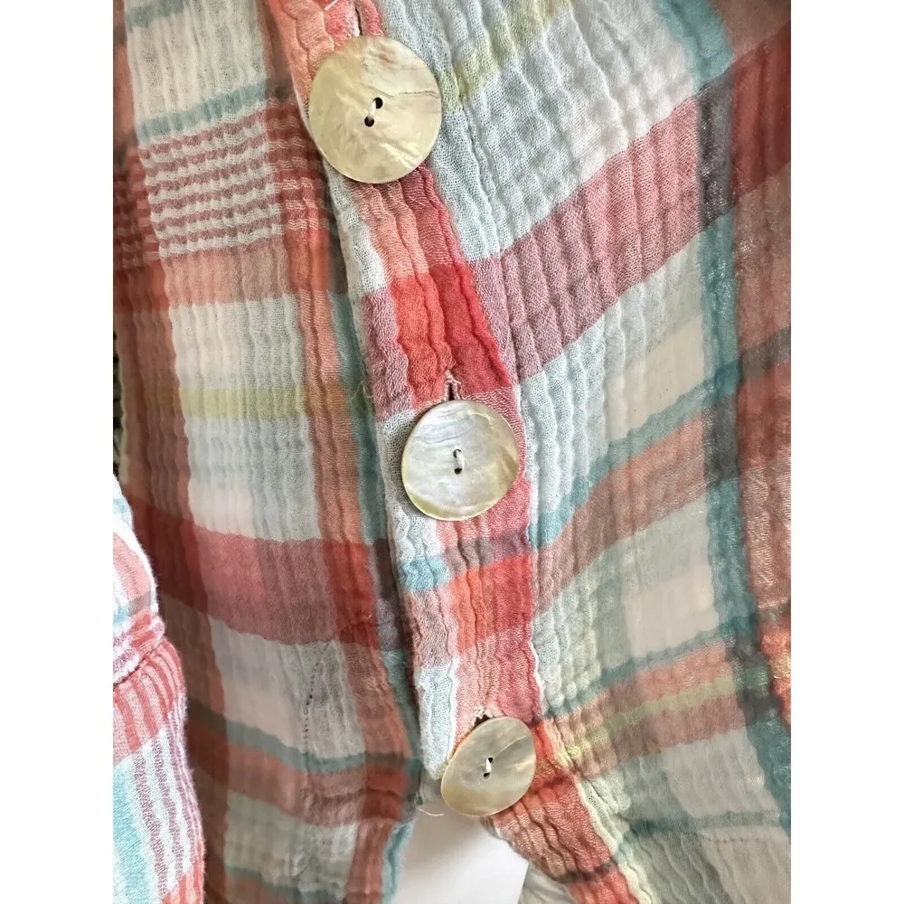 Soft Surroundings Lani Shores Cotton Plaid Button Shirt Tunic Size XSmall - Image 8